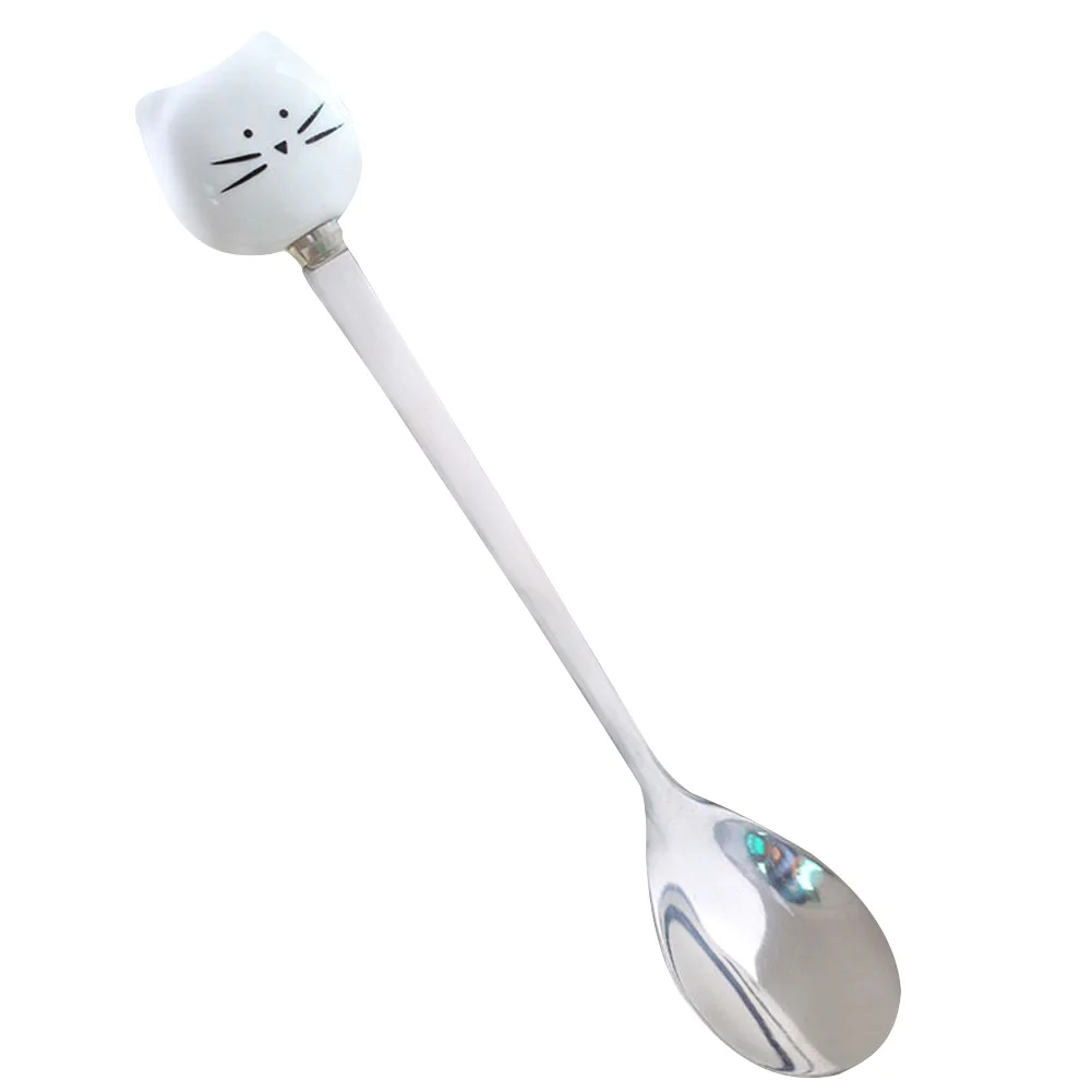 

Tableware Home Cute Cat Portable Baby Feeding Durable Party Ice Cream Coffee Stainless Steel Spoon