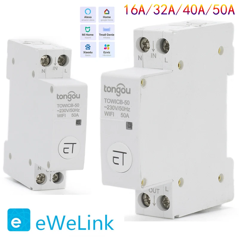 

WiFi Circuit Breaker Time Timer Relay Switch Smart Home House Voice Remote Control by eWelink App Work with Alexa Google Home