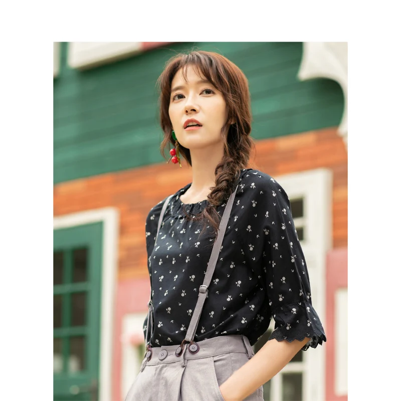 INMAN лето 2020 Новое поступление блузка из чистого хлопка с кружевными