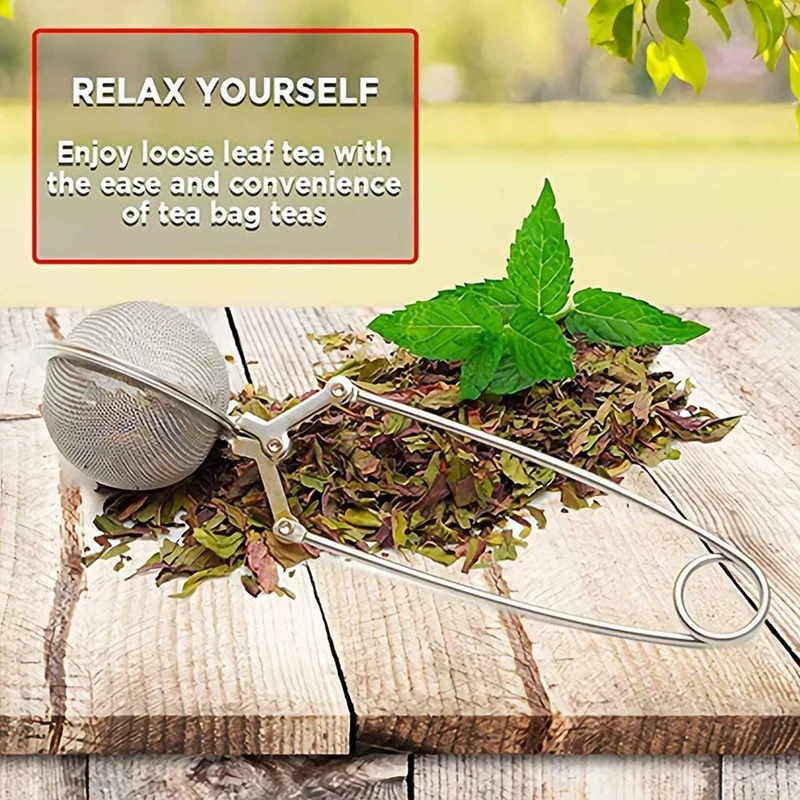 

5 Pack Snap Ball Tea Strainer with Handle, Loose Leaf Tea Mesh Stainless Steel Ball Shape Tea Infuser and Filters