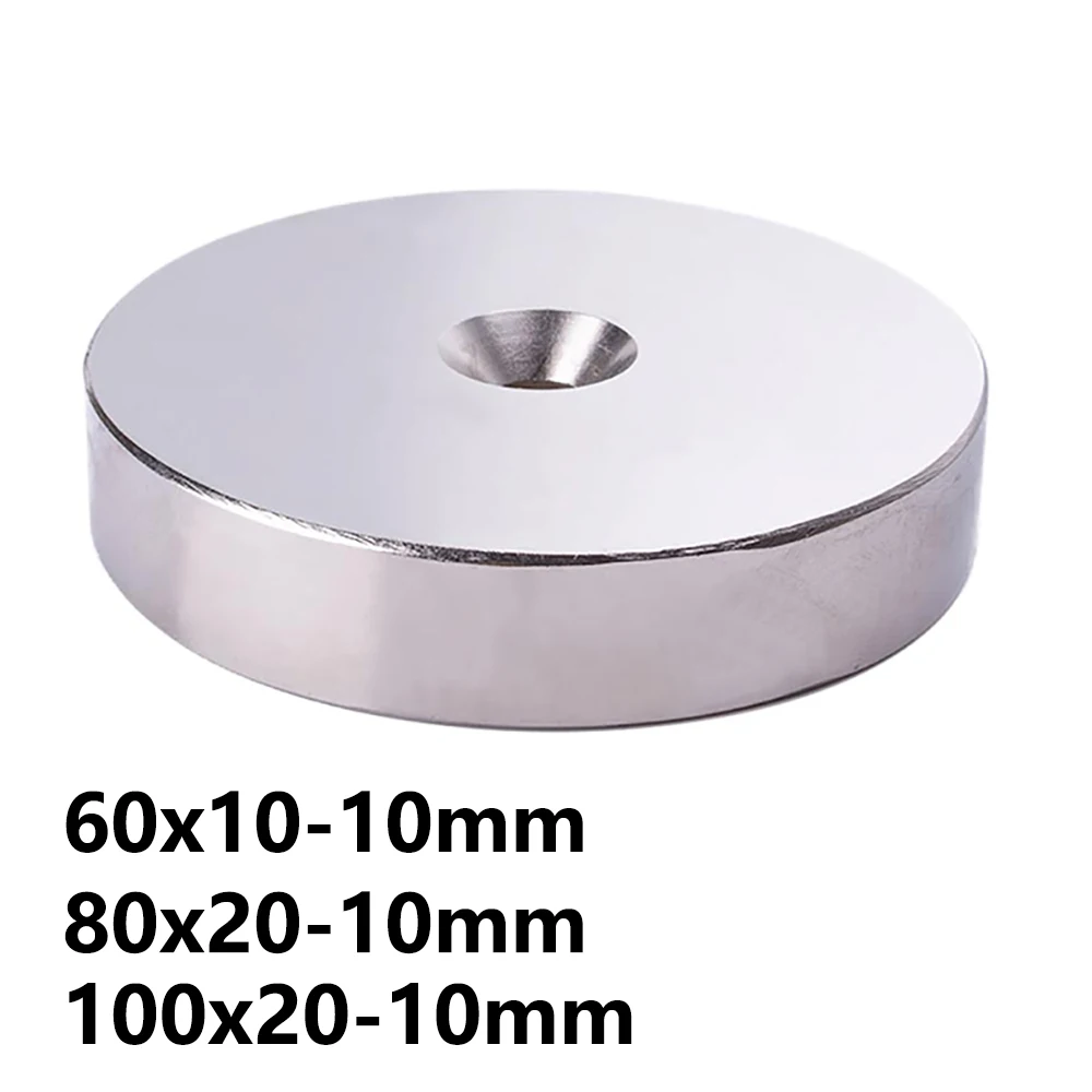 

Неодимовый магнит N35 1 шт., мощный круглый редкоземельный постоянный магнит NdFeB, 60x10 мм 80x20 мм 100x20 мм, отверстие 10 мм