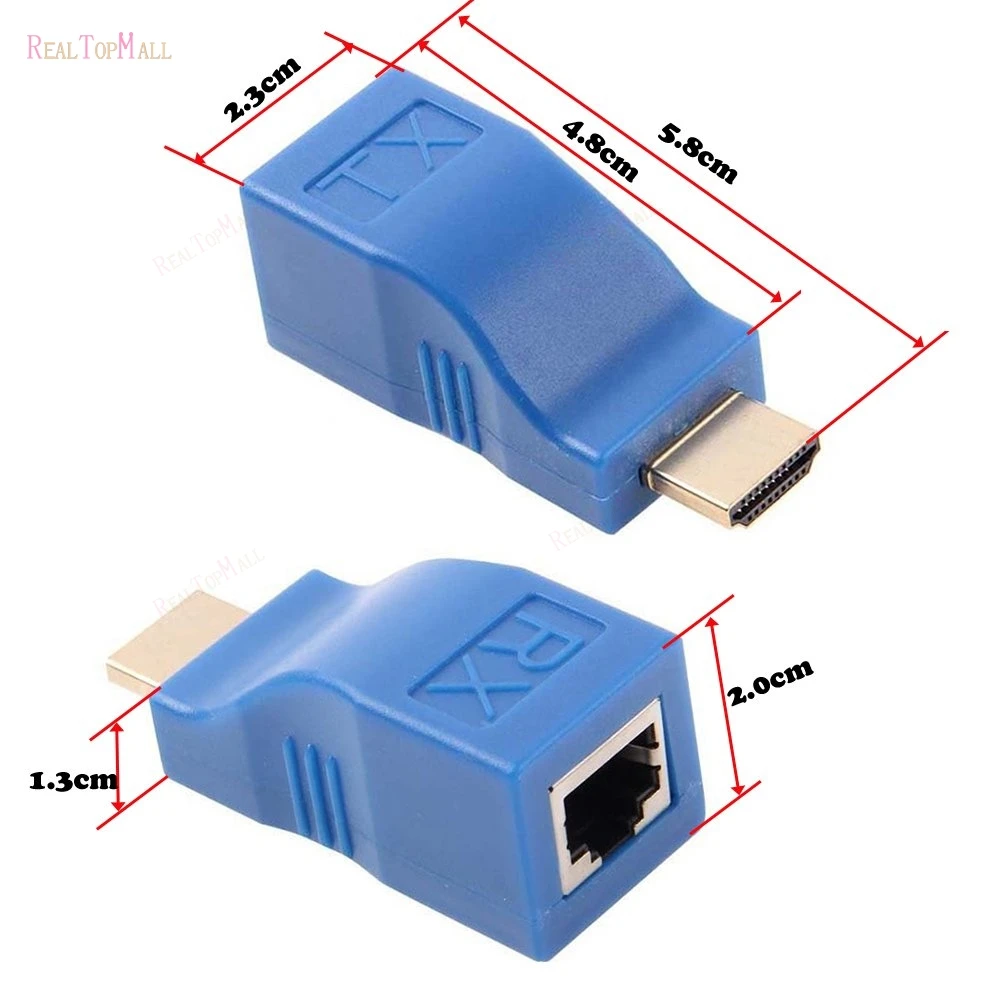 2шт 1080P HDMI удлинитель к RJ45 по Cat 5e/6 сетевой адаптер Усилитель сигнала для HDTV