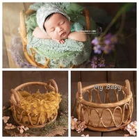 newborn photography props girl round vine woven basket baby photo shoot chair bebe poser container studio fotografie accessories