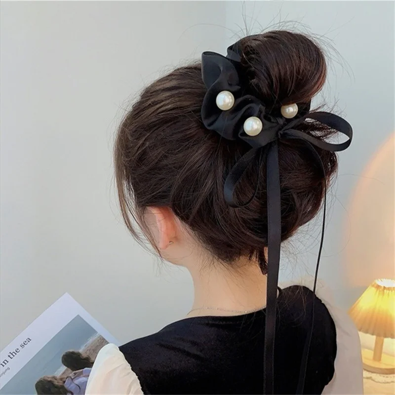 

1PCS Korean Fashion Ribbon Headband Girl 2021 Bow Headdress Women Simple Temperament Large Intestine Hair Rope Hair Accessories