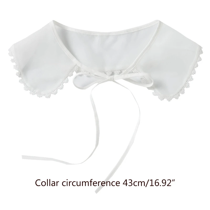 

Women Lace-Up False Fake Collar Hollow Out Jacquard Petal Shawl Necklace Capelet N7MF