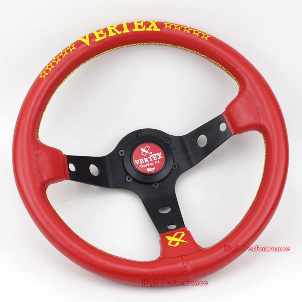 Гонки 330 мм Универсальный 13 дюймов красные кожаные Vertex рулевое колесо|Рулевые