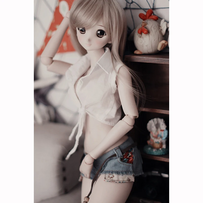 Одежда для куклы Bybrana BJD с открытой грудью сексуальная рубашка + короткие джинсы