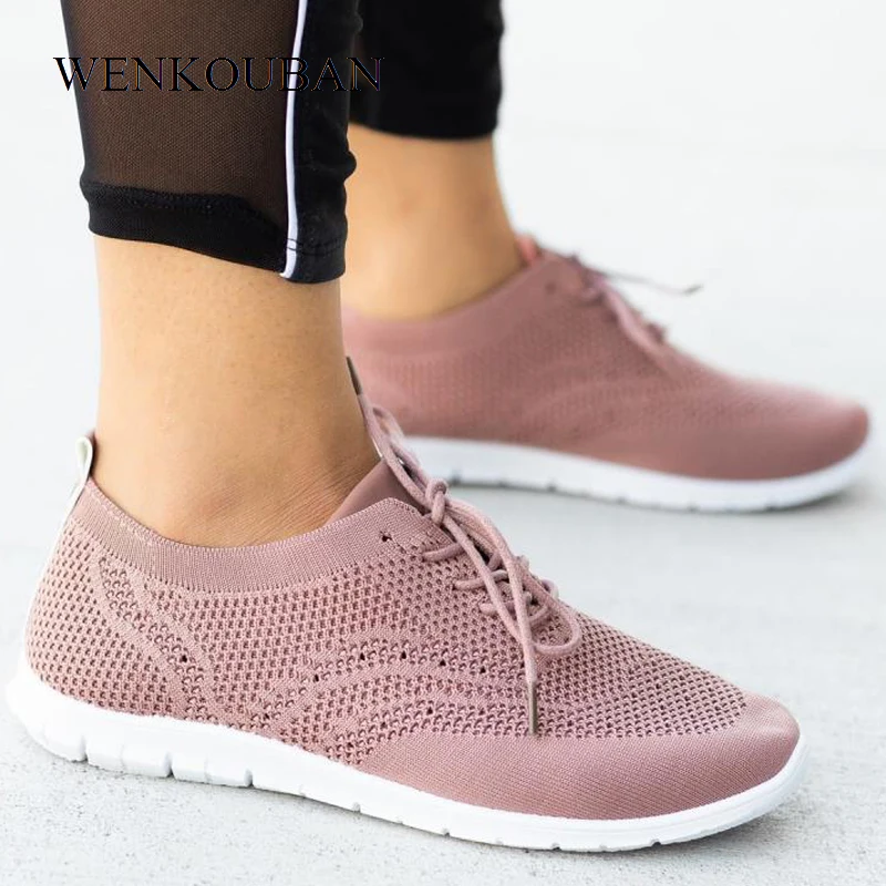 Женские кроссовки на вулканизированной подошве сетчатые плоской повседневные