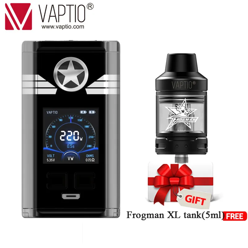 【Clearance】подарки Vape мод Vaptio N1 Pro2400W бокс мод для электронных сигарет Поддержка 2X18650 батареи без батареи - Цвет: Black with Tank