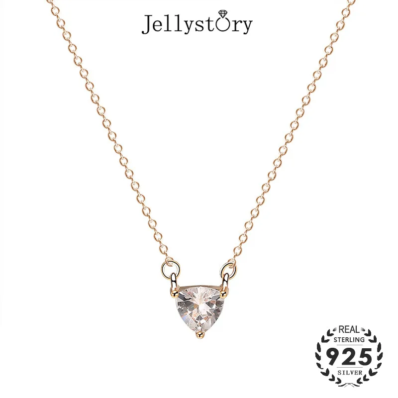 Jellystory модные 925 серебро ожерелье ювелирных изделий с формой треугольника zircon для