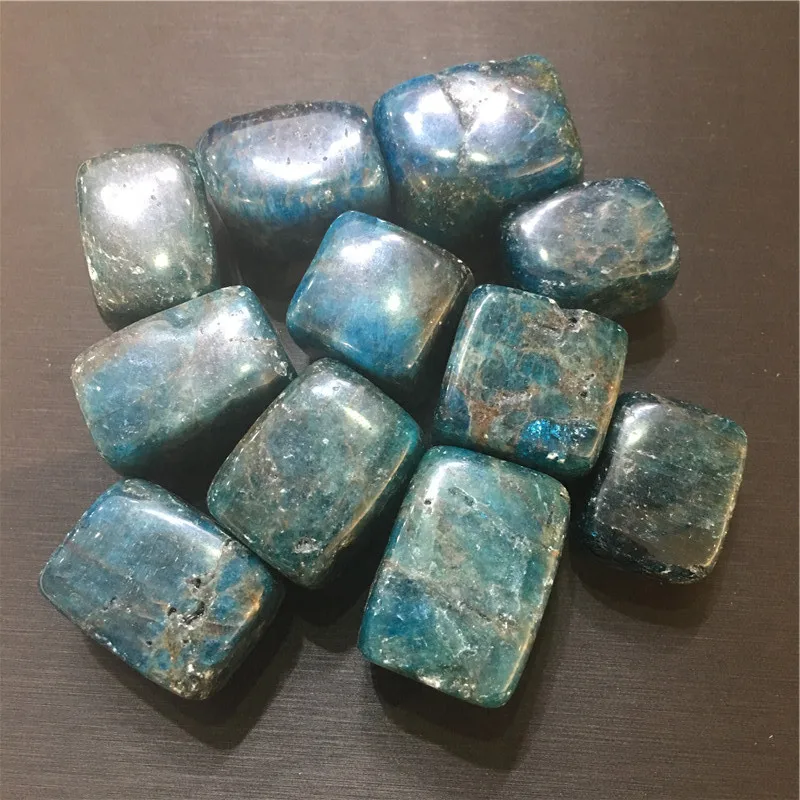

Natural Blue Apatite Crystal Crushed Stone Polished Square Irregular Stone