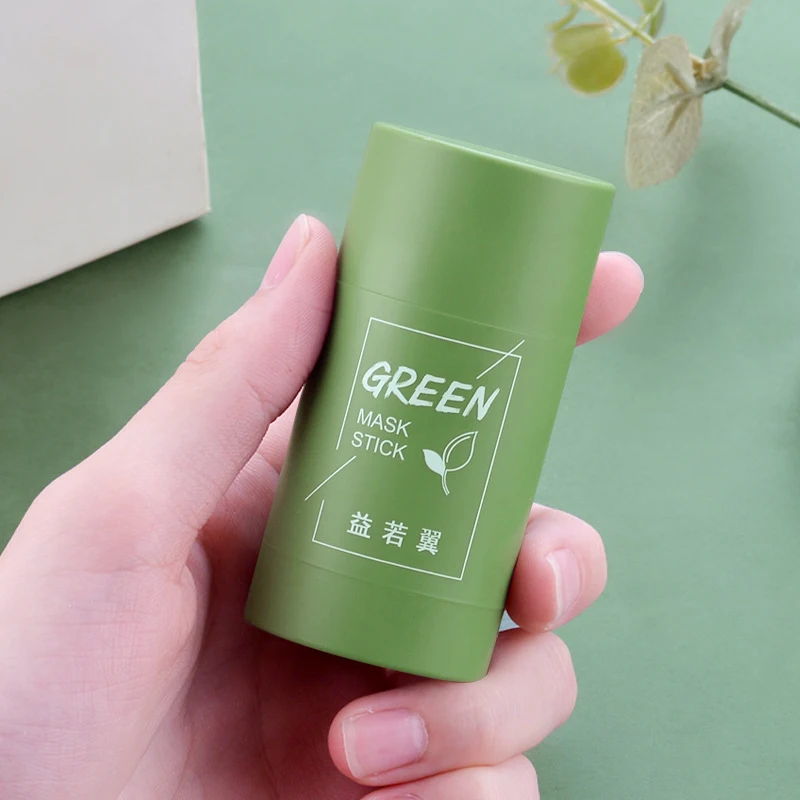 Green Tea Cleansing Mask Clean Pores Stick Mud Oil Control Eggplant Anti-acn Clearing Solid Face Care |