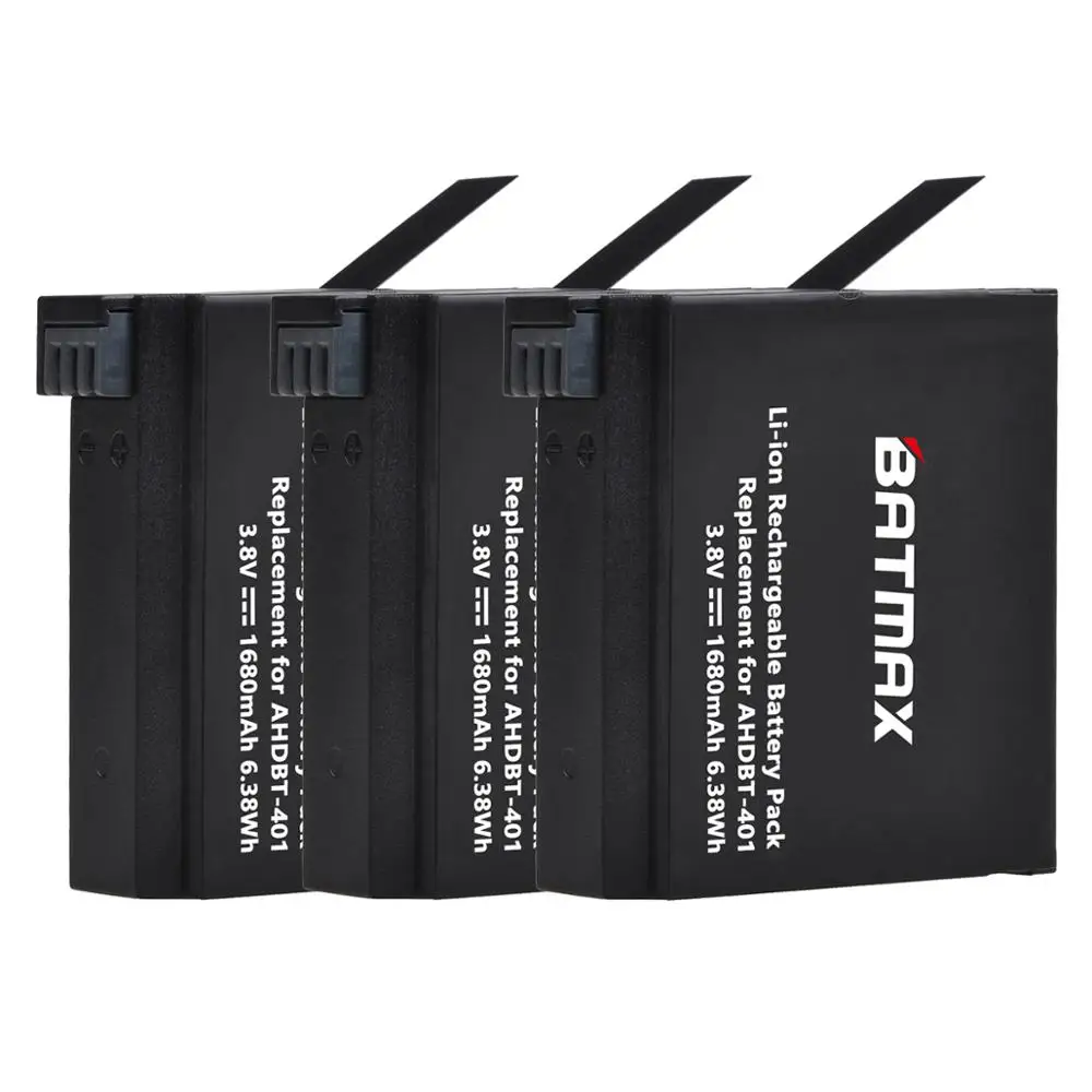 Batmax AHDBT-401 AHDBT 401 3 шт. для Gopro Hero 4 аккумуляторная батарея + двойной порт зарядного