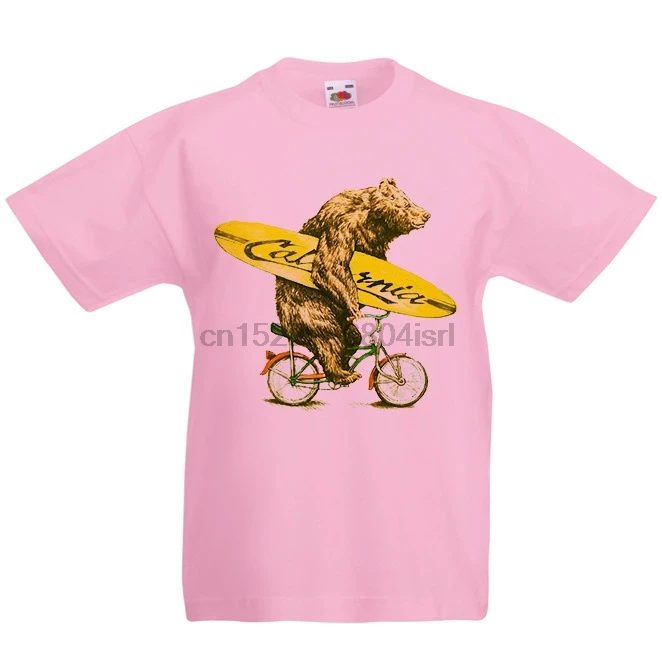Bear Kids T-Shirt Children Boys Girls Unisex Top California Surf Board Riding | Мужская одежда