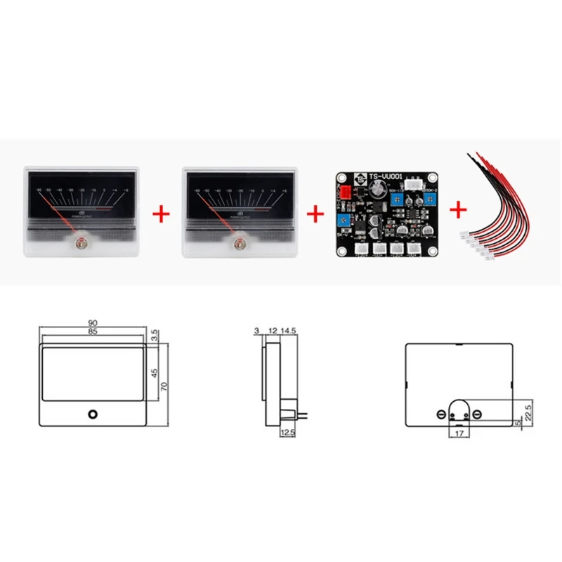 

1set VU Meter TN-90A Power Amplifier Panel Audios Level DB Meter with Driver Board, BackLit,TS-DB90A-2Q 960uA