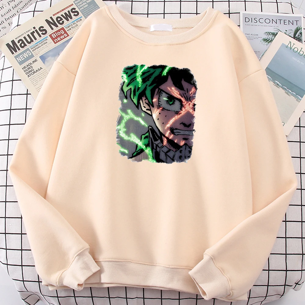 

Anime My Hero Academia Midoriya Izuku Print Sweatshirt Men Women Casual Oversize Oneck Sweater Male Hip-Hop Street Casual Clothe