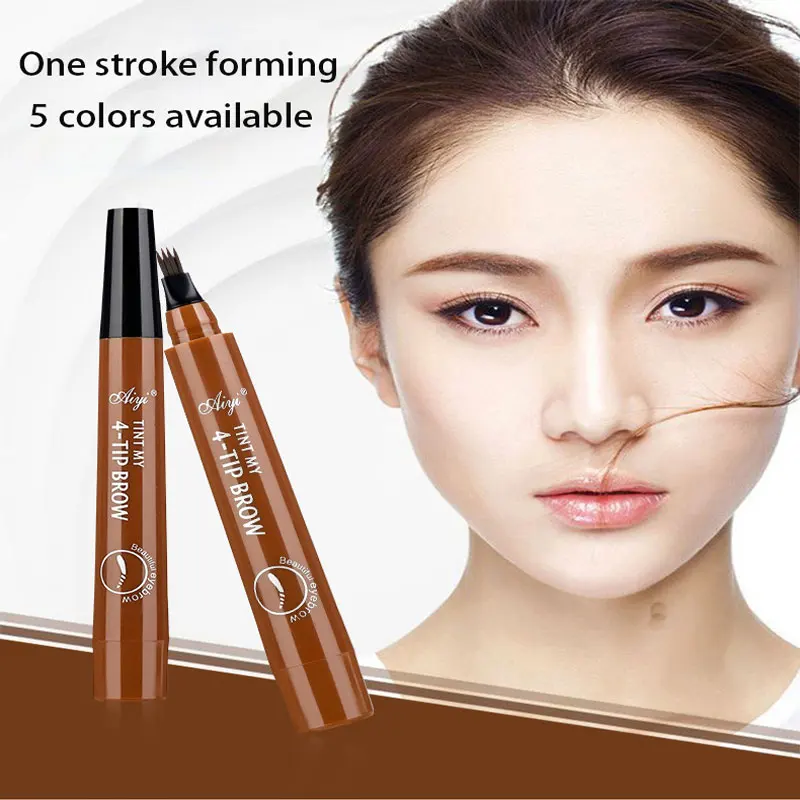 

4 Points Eyebrow Pen 5 Colors Liquid Brow Pencil Dark Brown Microblading Eyebrow Pencil Waterproof Eyebrow Tattoo Pen Cosmetic