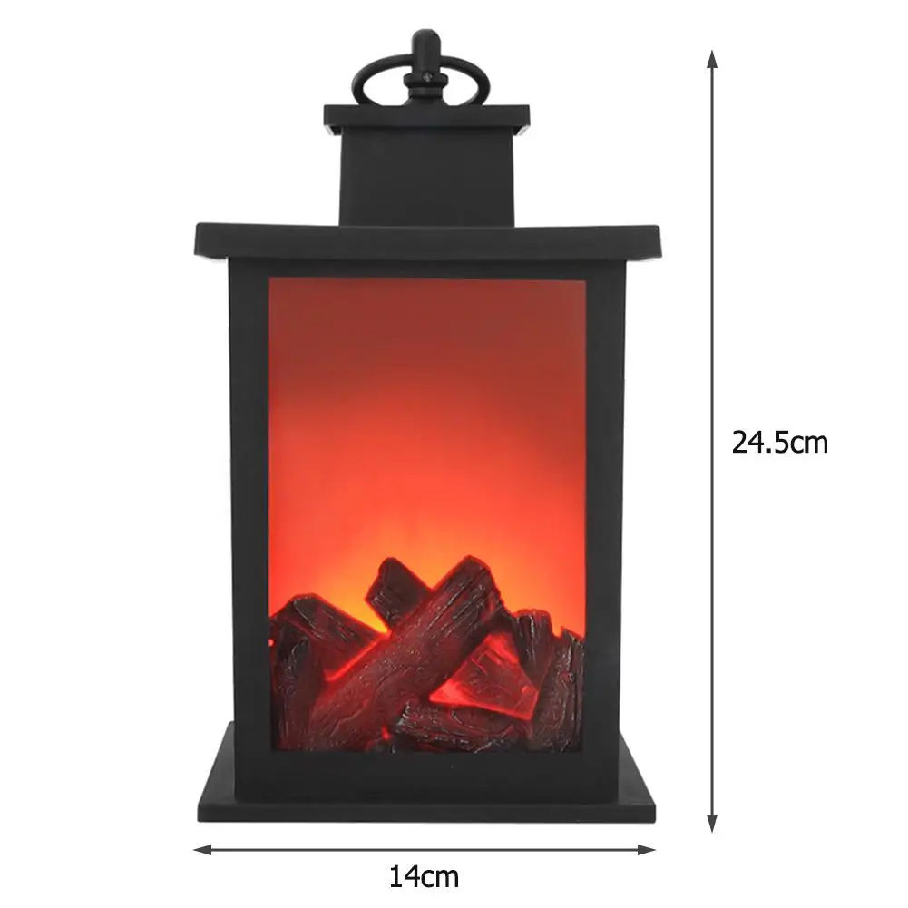 

LED Charcoal Flame Lantern Lamps Originality Ornament AA Battery Simulated Fireplace Courtyard Room Decoration 24.5X14cm