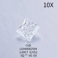 1.69ct Princess Lab Grown Diamond G Color VS1 IGI Certificate HPHT