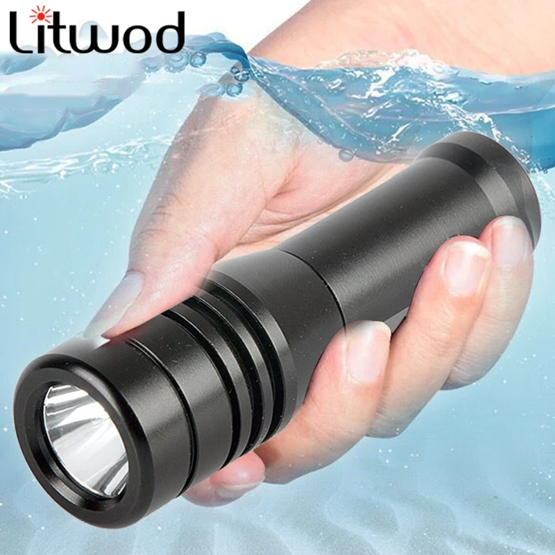 

Professional Diving Flashlight XM-L2 U3 Led Torch ON/OFF Waterproof Underwater 80m 14500 or AAA Battery Bulbs Purle and Black