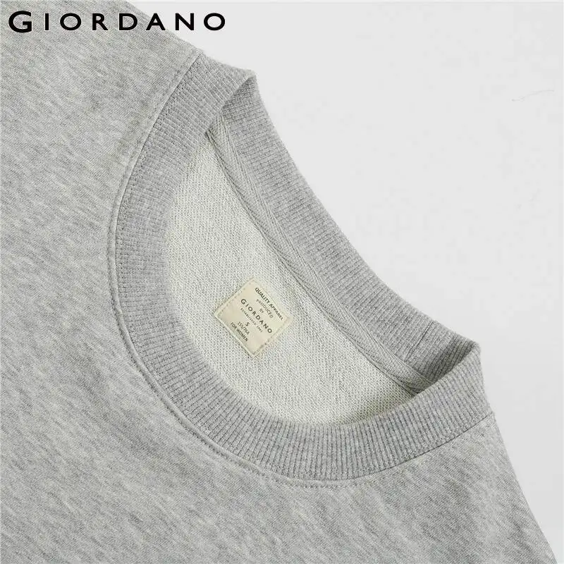 Giordano/Женская толстовка однотонного цвета с круглым вырезом, свободная, расслабляющая, Sudadera Mujer, длинный рукав, Moletom Feminino 05329798