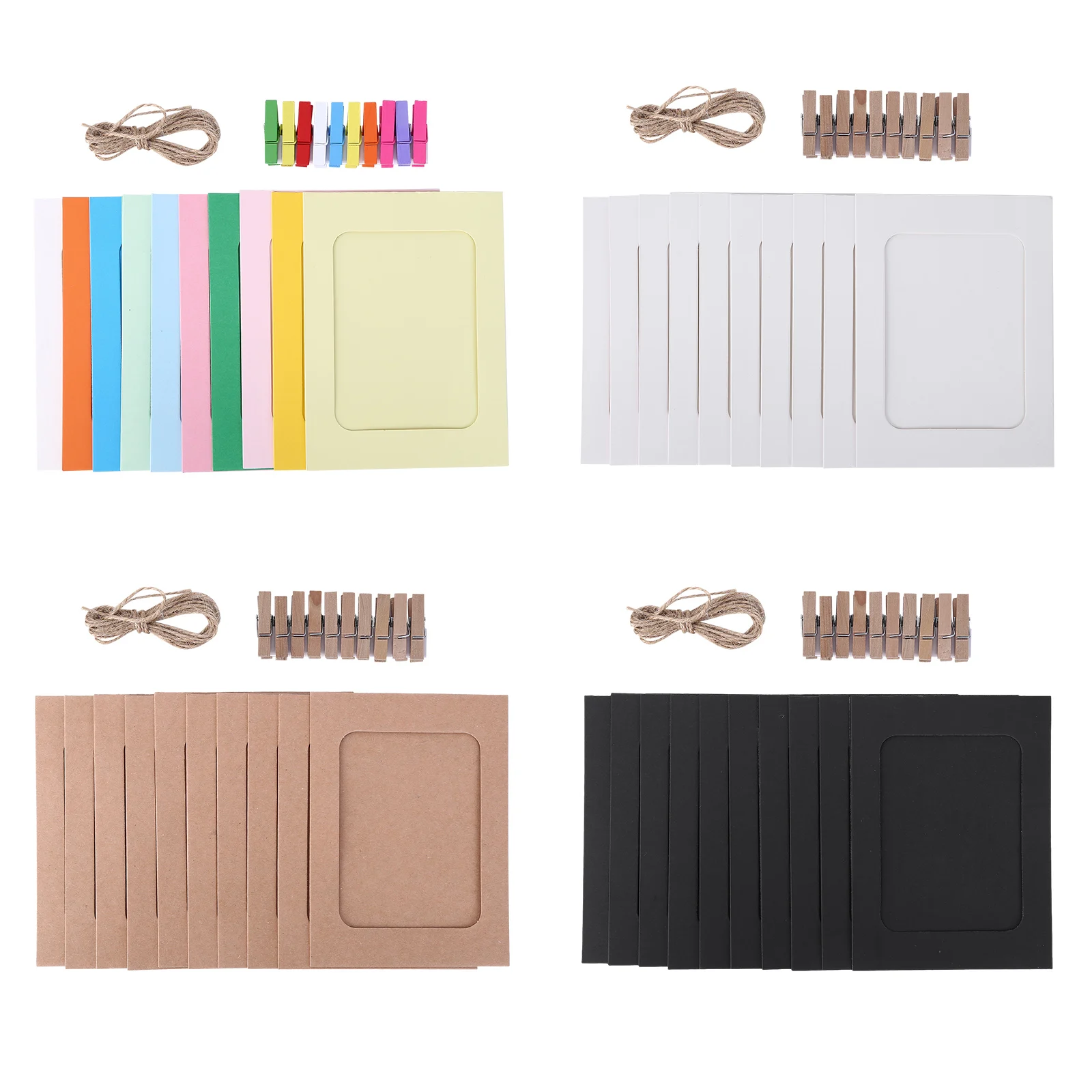 

10 Pcs Combination Paper Frame with Clips 2M Rope Wall Photo Frame DIY Hanging Picture Album Home Room Decoration