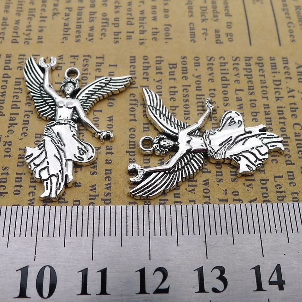 

80pcs Angel Charms 24mm x 32mm DIY Jewelry Making Pendant Antique Silver Color