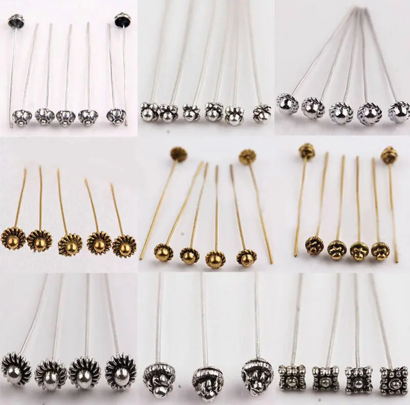 

20pcs 50mm Antique Silver Tone Long Head Alloy Pins for Jewelry Making Beads Diy Flower Pin Ball Pins Needle Finding Accessories