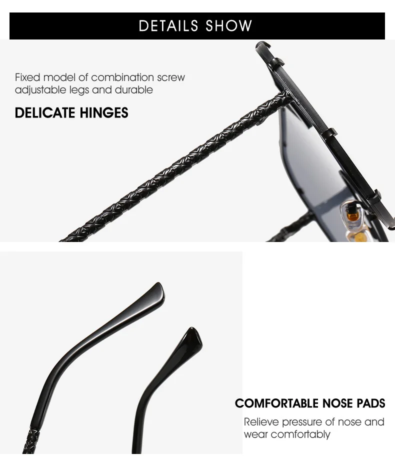 Очки солнцезащитные женские и мужские в большой оправе с встроенными зажимами