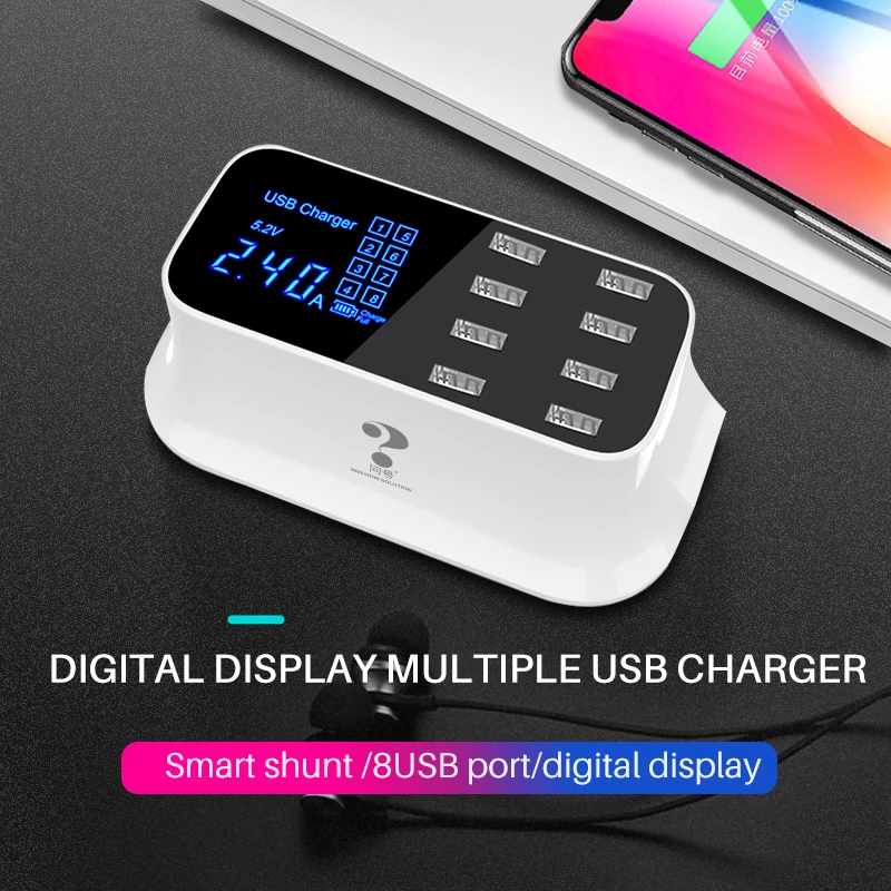 

WIN HOW 8 usb charger mobile phone power adapter for iphone 7 X Samsung s10 Xiaomi factory price portable charging station hub
