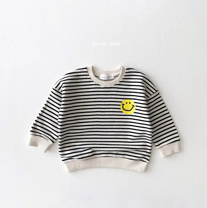 Spring New Fashion Smiley Print Baby Long Sleeve T Shirts Cotton Kids Striped Sweatshirt Girl Autumn Baby Boy Casual Sweatshirt