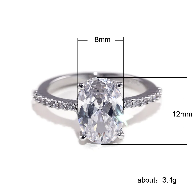 

Oval Finger Ring Band Dazzling Brilliant CZ Stone Four Prong Setting Classic Wedding Anniversary Gift For Wife&Girlfriend