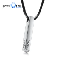 jewelora personalized stainless steel vertical bar name necklace 4 sides engraving custom pendants for men anniversary gifts