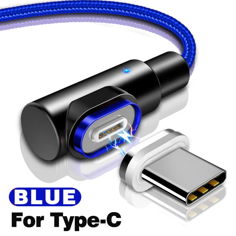 Blue For Type-C Магнитный кабель 2.5A Быстрая зарядка для IPhone XS X XR 7 Micro USB быстрое зарядное устройство Тип C магнит Android шнур телефонный кабель для samsung - Цвет: Blue For Type-C
