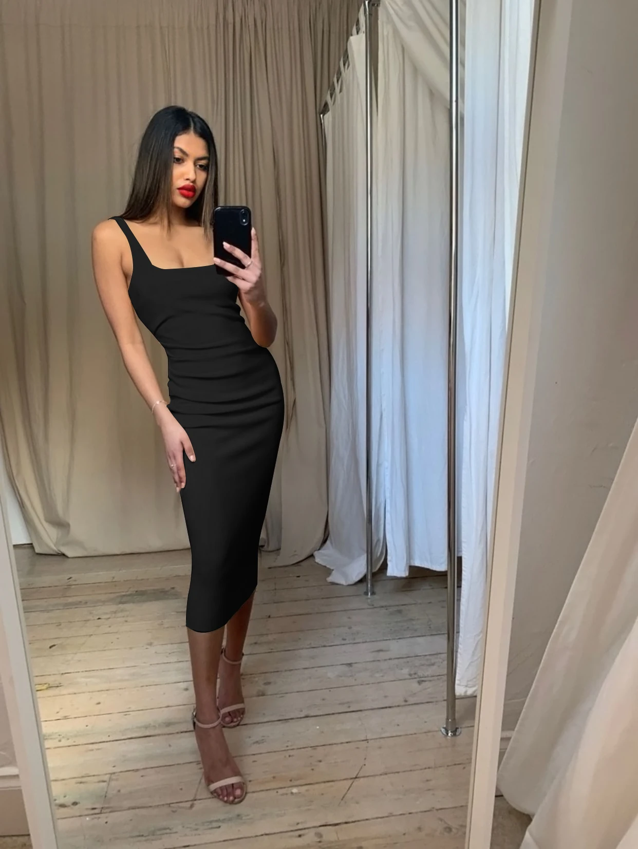 

Lady Orange Sexy Braces Dress Sleeveless Backless Square Collar Women Summer Longuette