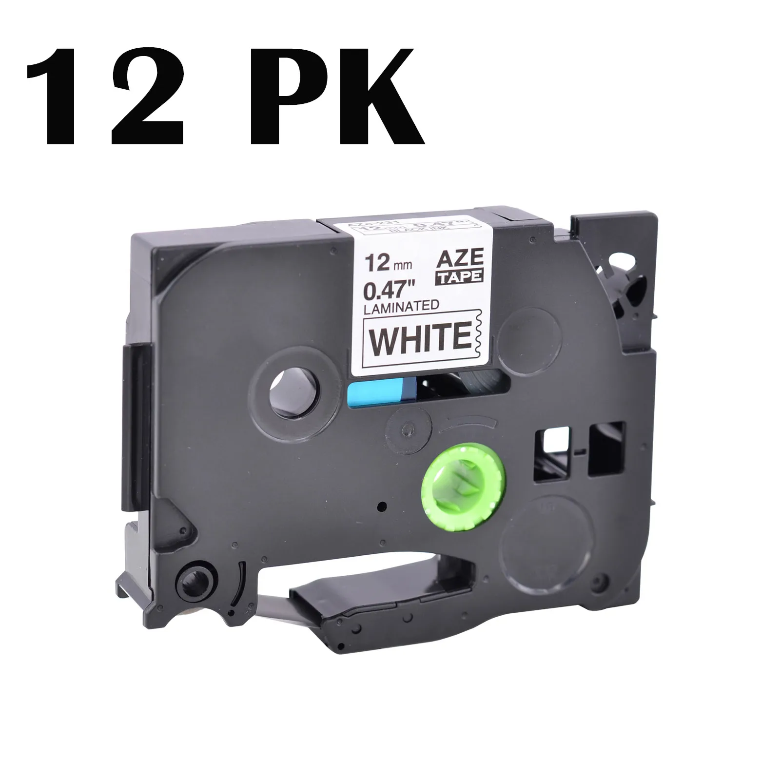 

Compatible With Label Tape Brother TZe-231 TZ231 12mm 0.47'' Laminated White for P-Touch PT-D210 H110 D400AD P710BT 12PK