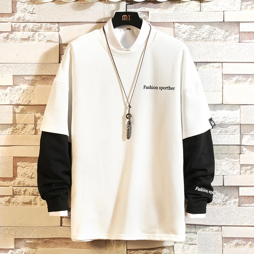 Новинка 2019 Мужская модная куртка из двух предметов удобная толстовка с круглым