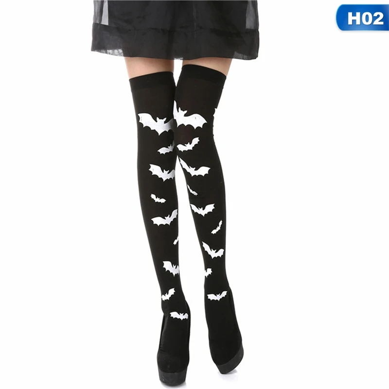 

Halloween Stocking Women Skeleton Bat Print Gothic Stockings Cosplay Socks Party Carnival Costumes