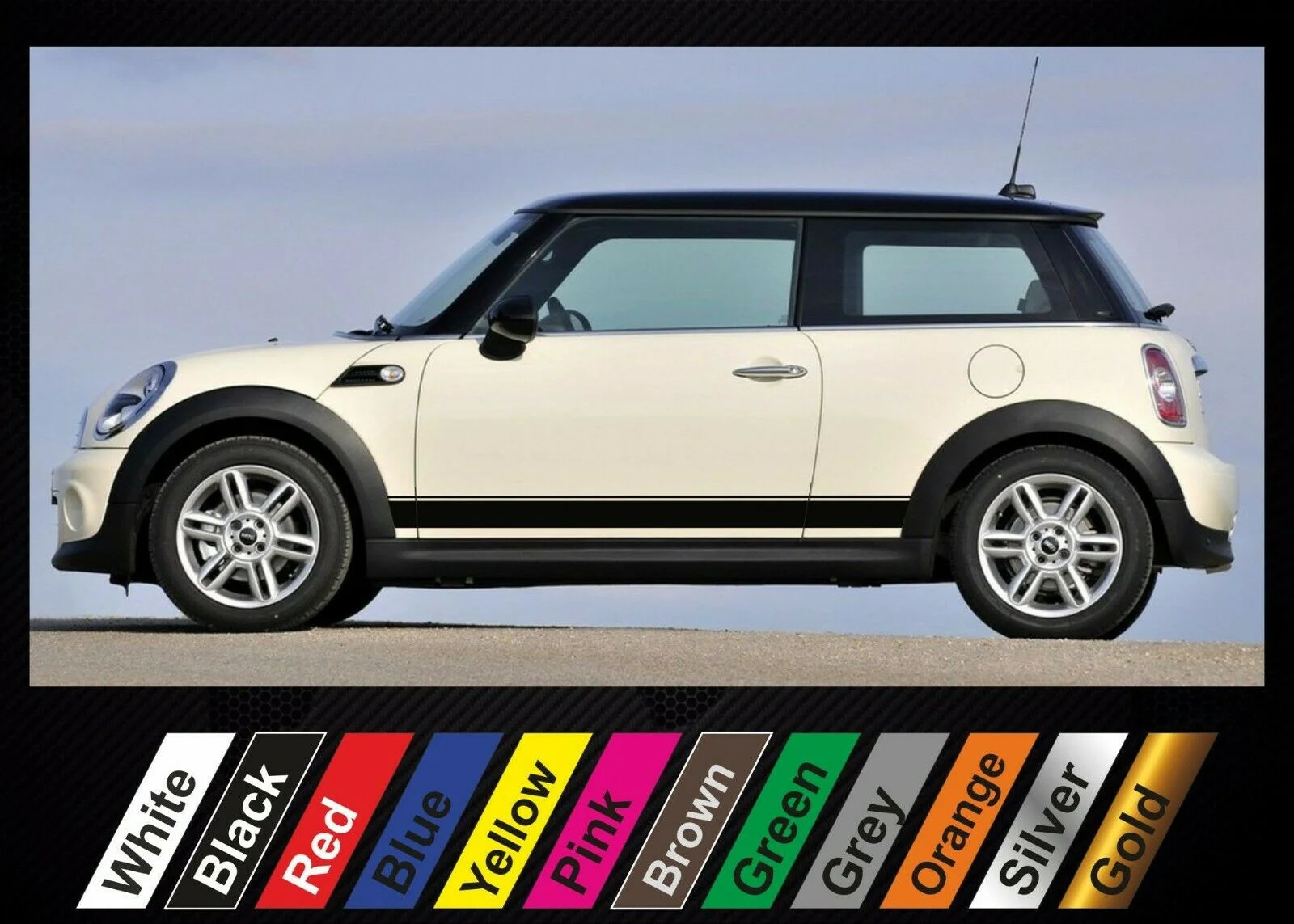 

For x2 stickers Mini Cooper graphics side stripe decal sticker #20
