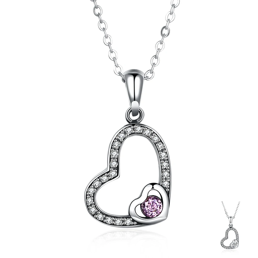 

ZEMIOR 925 Sterling Silver Necklace Women Romantic Hollow Heart Full 5A Cubic Zirconia Pendant Necklaces Anniversary Jewelry