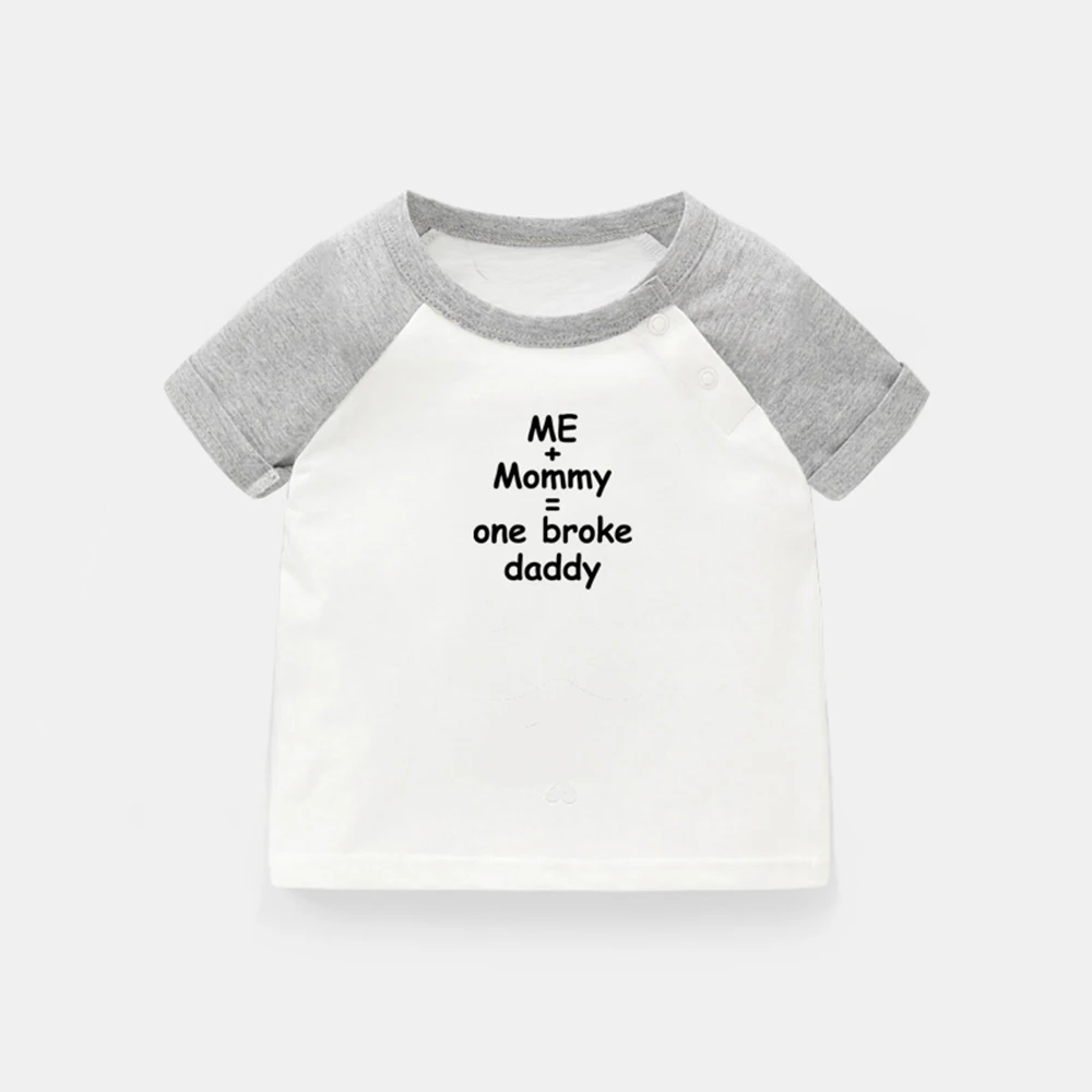 

Fashions Me + Mommy = One Broke Daddy Ice Ice Design Newborn Baby T-shirts Toddler Graphic Raglan Color Short Sleeve Tee Tops