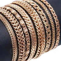 20cm bracelets for women men 585 rose gold color curb snail foxtail venitian link chains bracelet on hand fashion jewelry cbb1