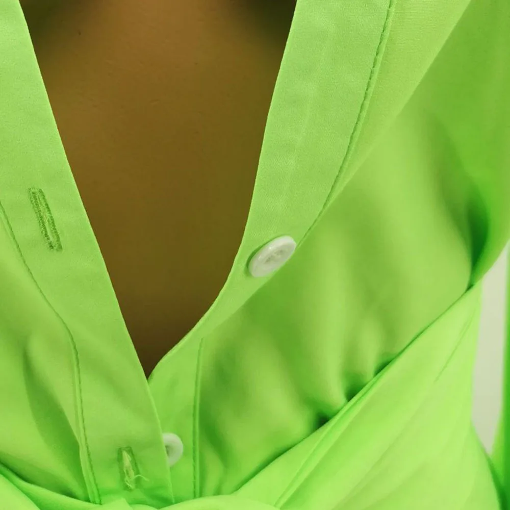 

2021 Fashion Oversize Western Style Spring Summer Women's Dress Casual Simple Designer Solid Color V-neck Lantern Sleeve