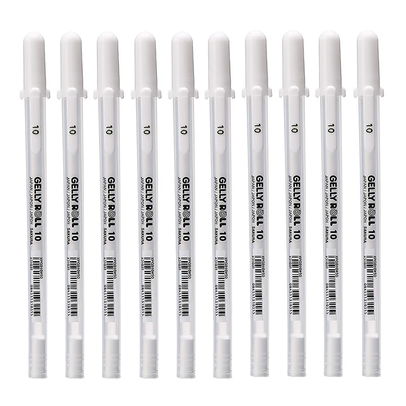 

10 шт., гелевые ручки Sakura XPGB Jelly Roll 0.3/0.4/0.5 мм белые