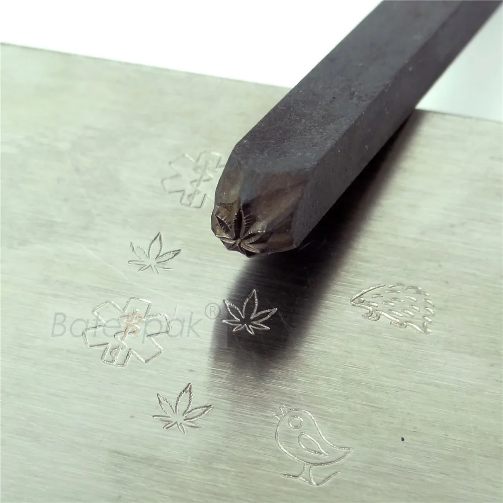 BateRpak Leaf logo 4 мм DIY штамп для ювелирных изделий, ручной удар штампы инструменты, браслет металлический штамп, изделия на заказ