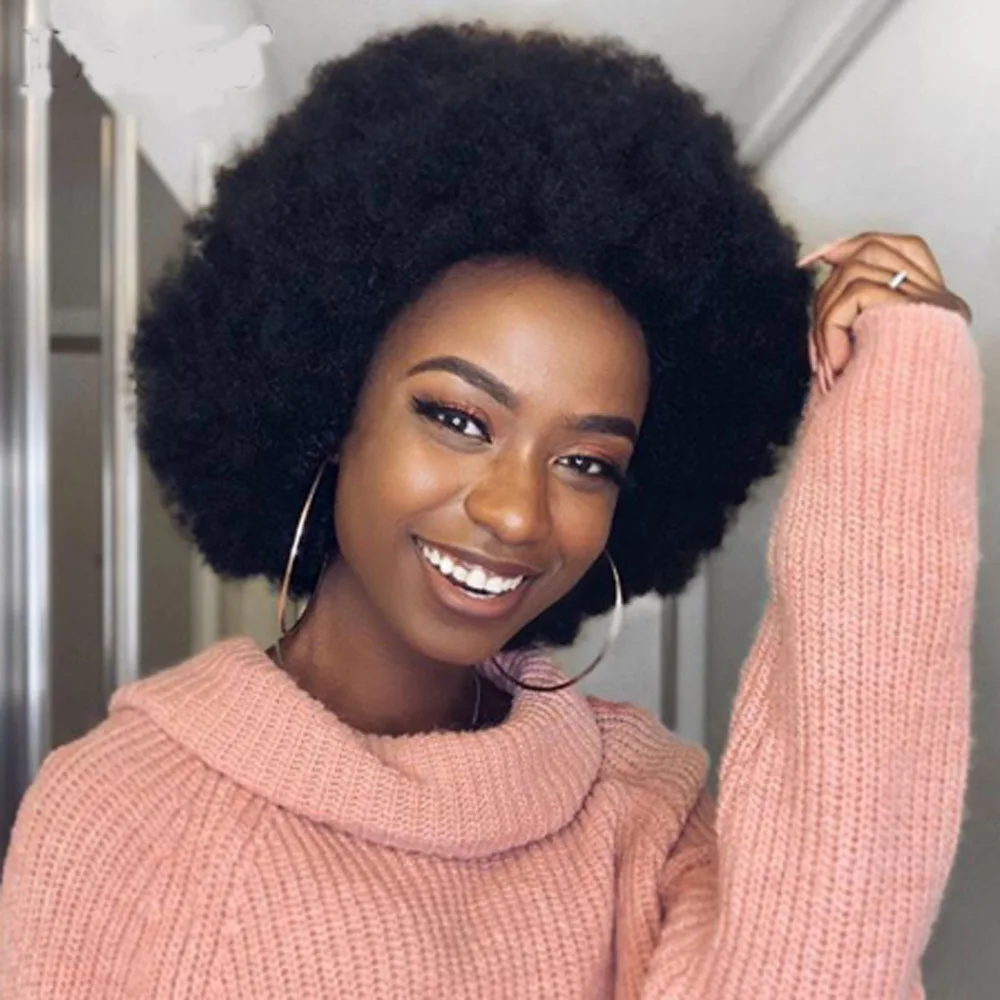 Монгольские афро кудрявые Culy 13 × 6 кружевные передние человеческие волосы парики