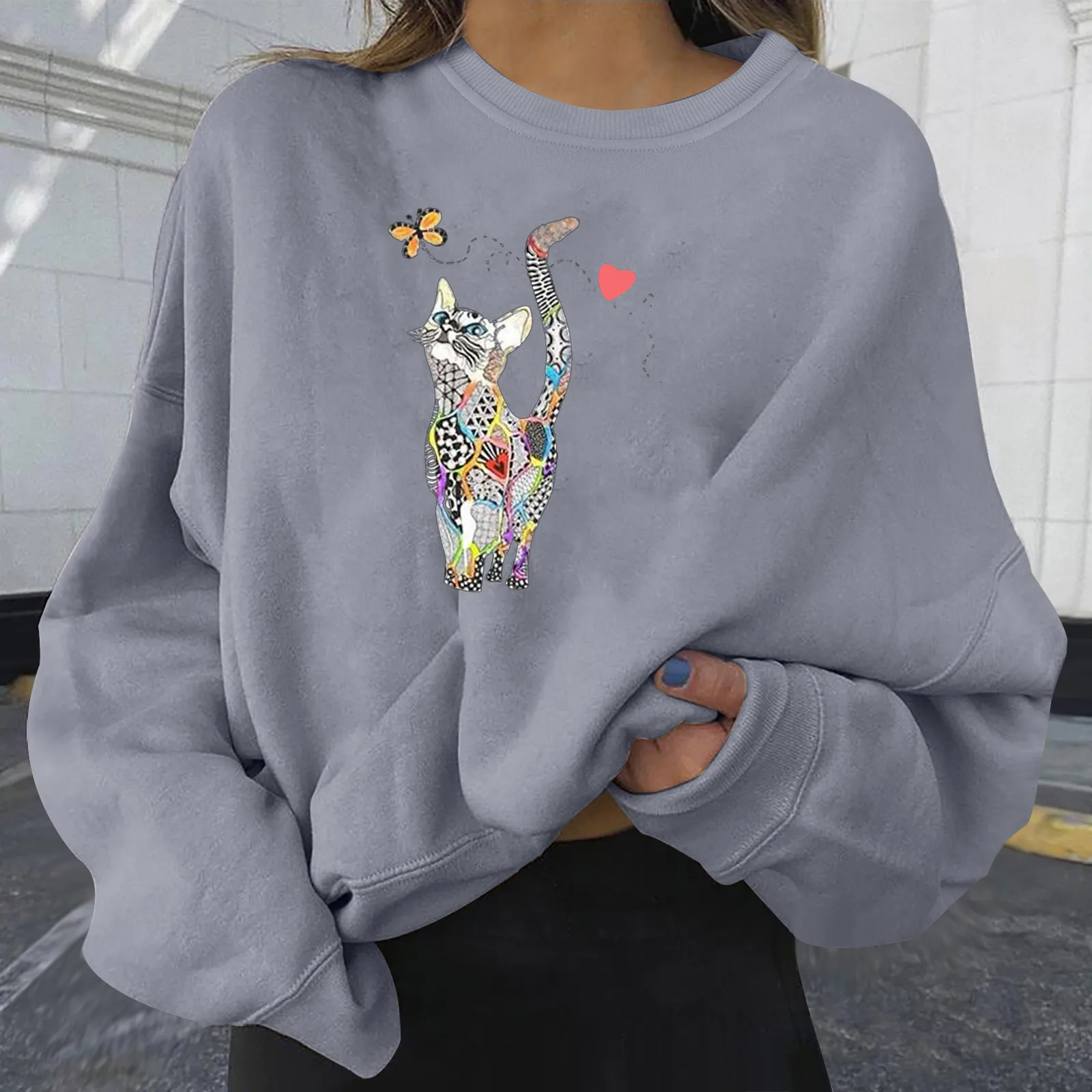 

Sweatshirt Pullover Women's Casual Long Sleeve Printed Ladies Short Tops Oversized Clothes Streetwear Sweatshirt Ropa De Mujerd3