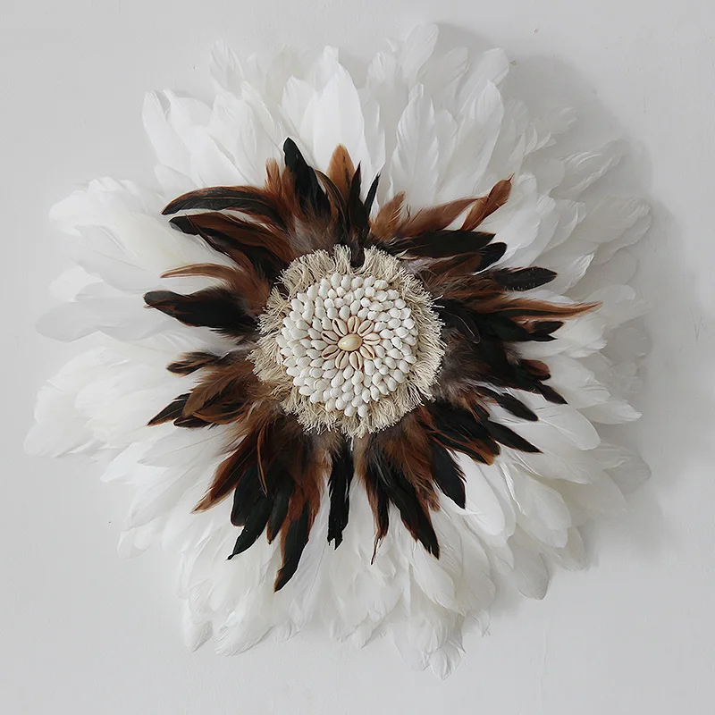 Скандинавский оригинальный Плетеный вручную макраме оболочка перо настенный