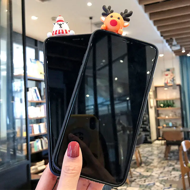 Luxury Christmas Cartoon Deer Case For iPhone 11 Pro Max XR X XS IMD Silicone Matte Cover iphone 7 8 6 S 6S Plus Cases |