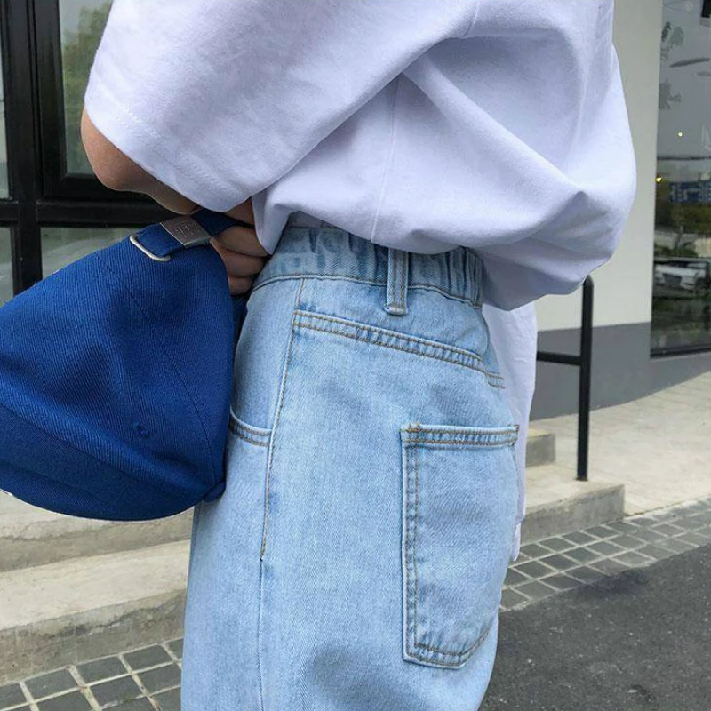 

High Waist Jeans Women Solid Ankle-length Wide Leg Denim Trousers Womens Plus Size 5XL Oversize All-match High Quality Simple